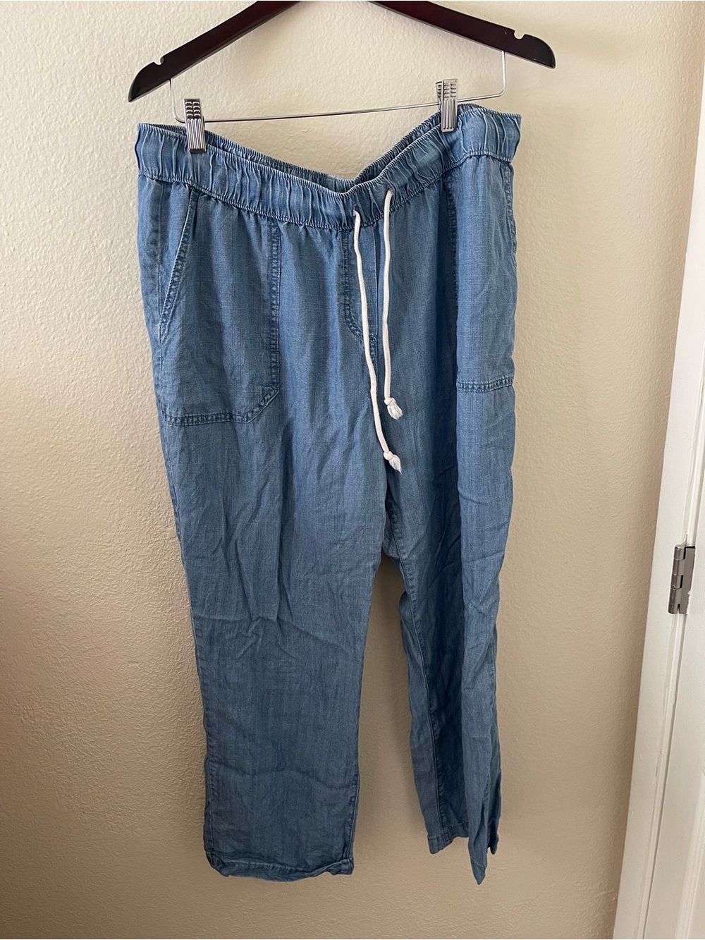 Chambray drawstring pants